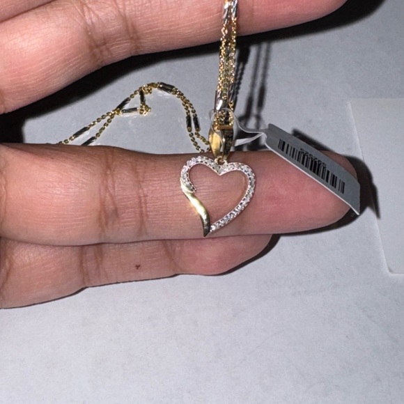 Jewelry - 14K Gold Vermeil Diamond Heart Pendant | Genuine SI Diamond Gift For Women